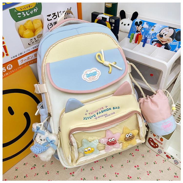 School bag dopamine large capacity multi-compartment book bag with pain layer going out for travel lazy wind versatile waterproof backpack