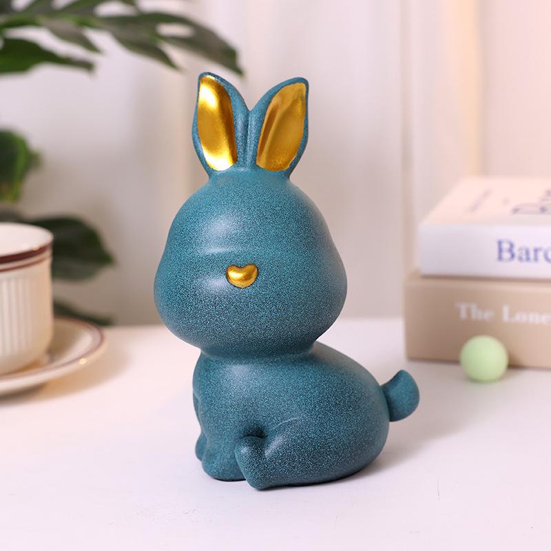 Cute Zodiac Rabbit Piggy Bank Resin Home Decor & Gift