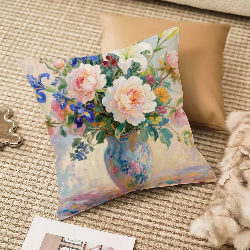 F-flower V-vase Pillow Case Anti-dustmite Invisible zipper Sofa Bed