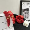 Christmas New Year Red Non-Slip Retro High Top Women’s Wide Headband & Hair Clip