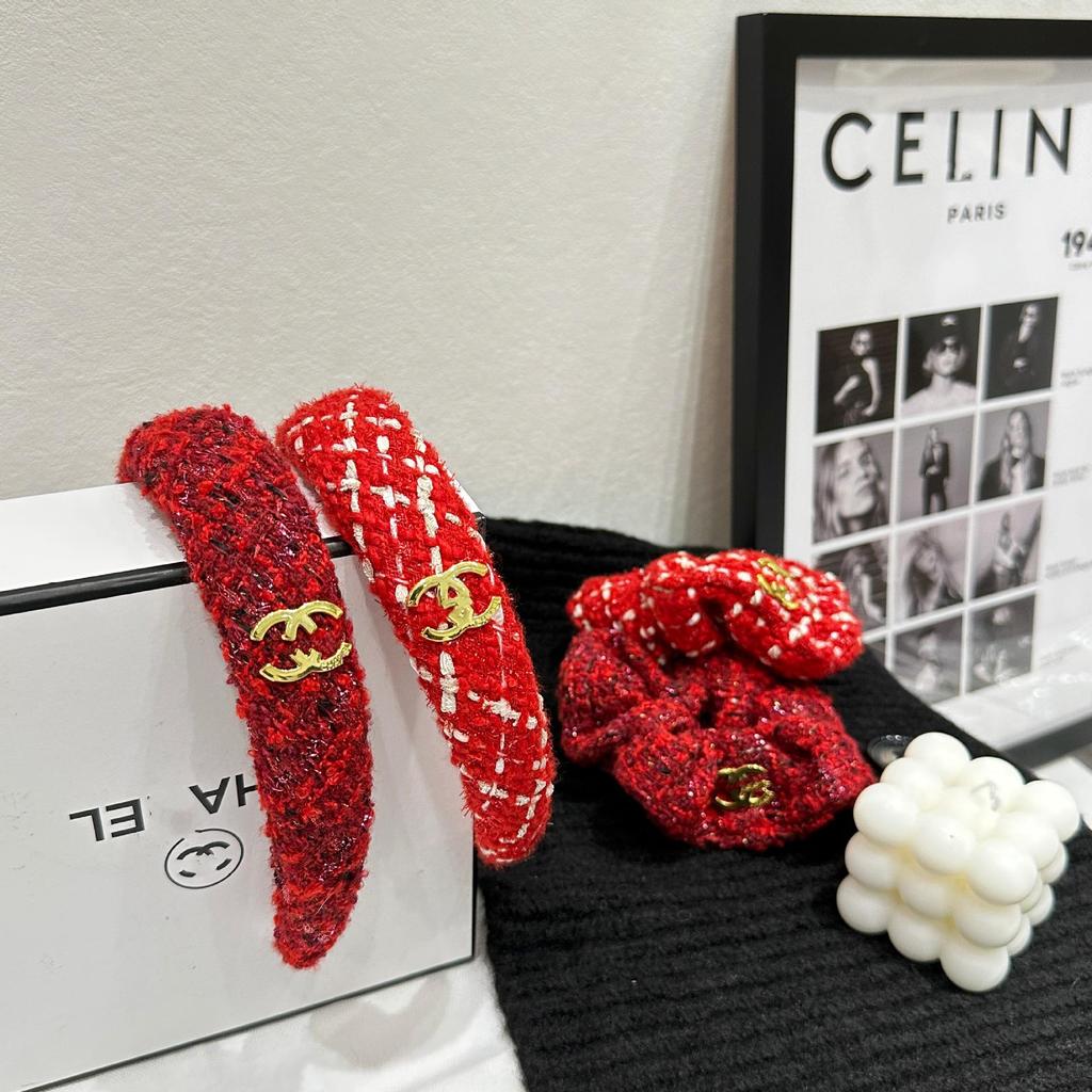Christmas New Year Red Non-Slip Retro High Top Women’s Wide Headband & Hair Clip
