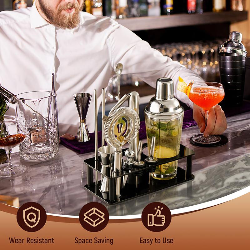 13 Slots Bartender Tool Holder Barware Drinkware Set Stand Practical Professional Cocktail Shaker Stand For Party Bar Home