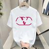 Short Sleeved Shirt for Men and Women, Summer New T-shirt, Pure Cotton Letter Print, Loose Casual Round Neck