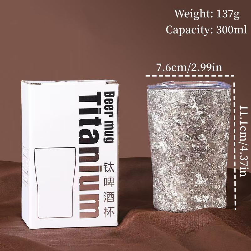 Stylish Pure Titanium Double-Wall Beer Mug Office Lightweight Travel Coffee Cup Car Portable Straw Insulated Cup Titanium Cup
