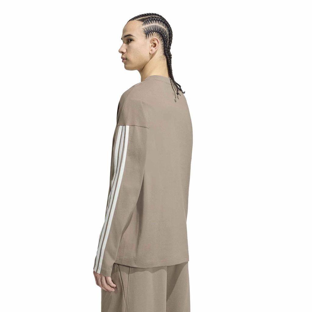 KIT WH769 XL [Adidas] Long-Sleeve T-Shirt 3-Stripes Men's Khaki/Off-White (HY7962)