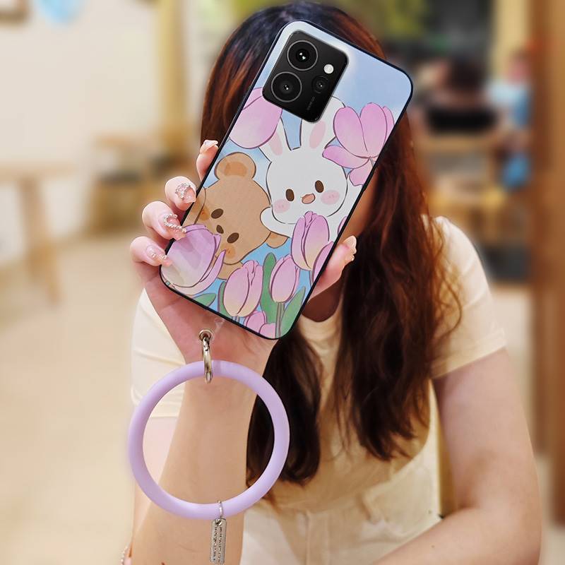 Waterproof Anti-knock Phone Case For Nokia HMD Skyline Ring Cute Back Cover Bracelet Solid Color Soft Case Youth Cartoon