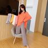 Plus Size Color-contrast Modal 2pcs Homewear Set Long Sleeve Tshirts and Wide Leg Pants Women Loose Pajamas Sets Streetwear Comfort Clothing