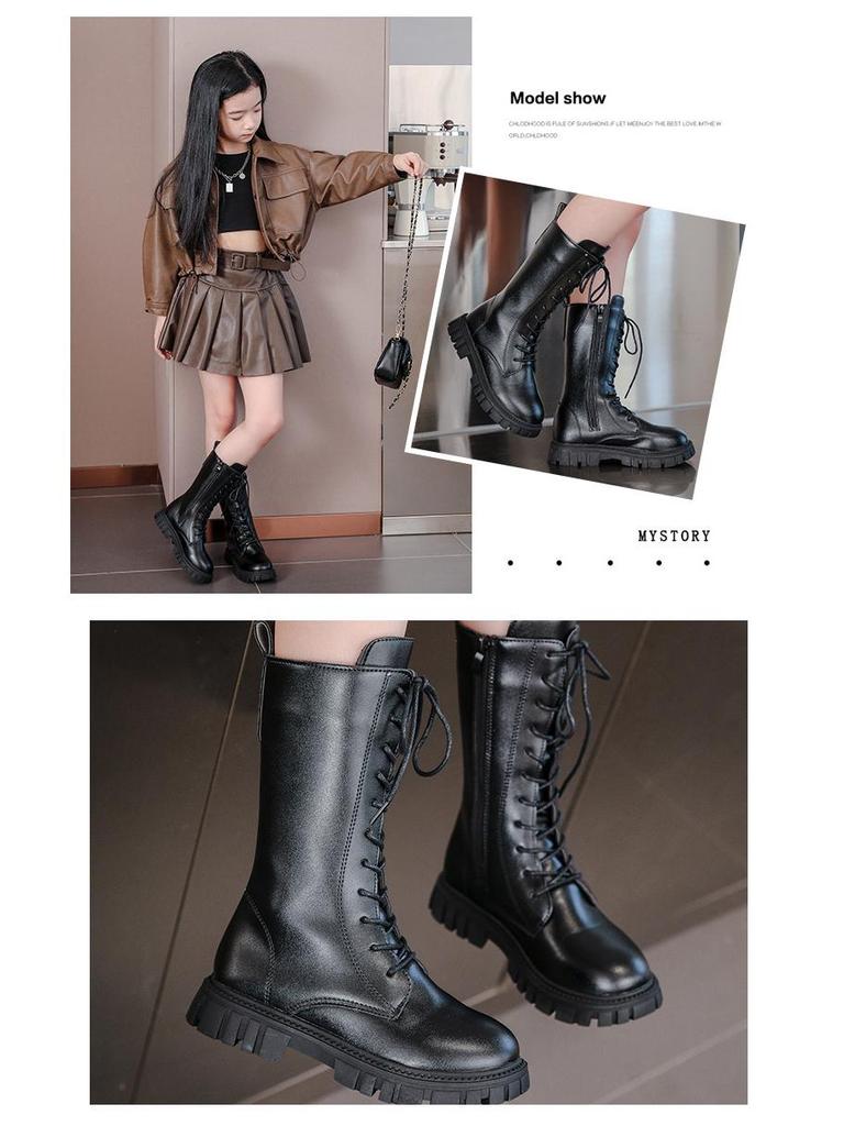 Dívčí zimní korejské a britské stylové boty Martin Princess