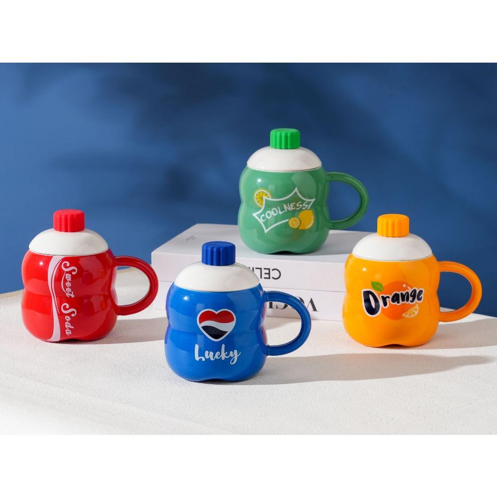 Ceramic Cup with Lid and Spoon Creative Personality Internet Celebrity Mug Drink Cute Water Cup High Value Large Capacity Cup