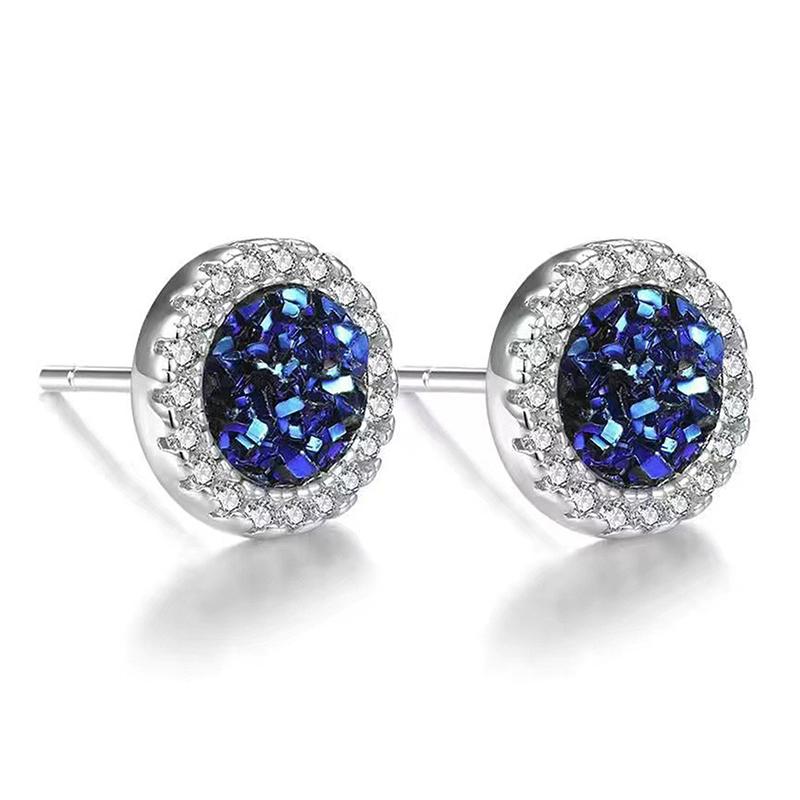 Shattered Zircon Stud Earrings For Men Boys Titanium Steel Round Small Earrings Minimalist Jewelry Gifts