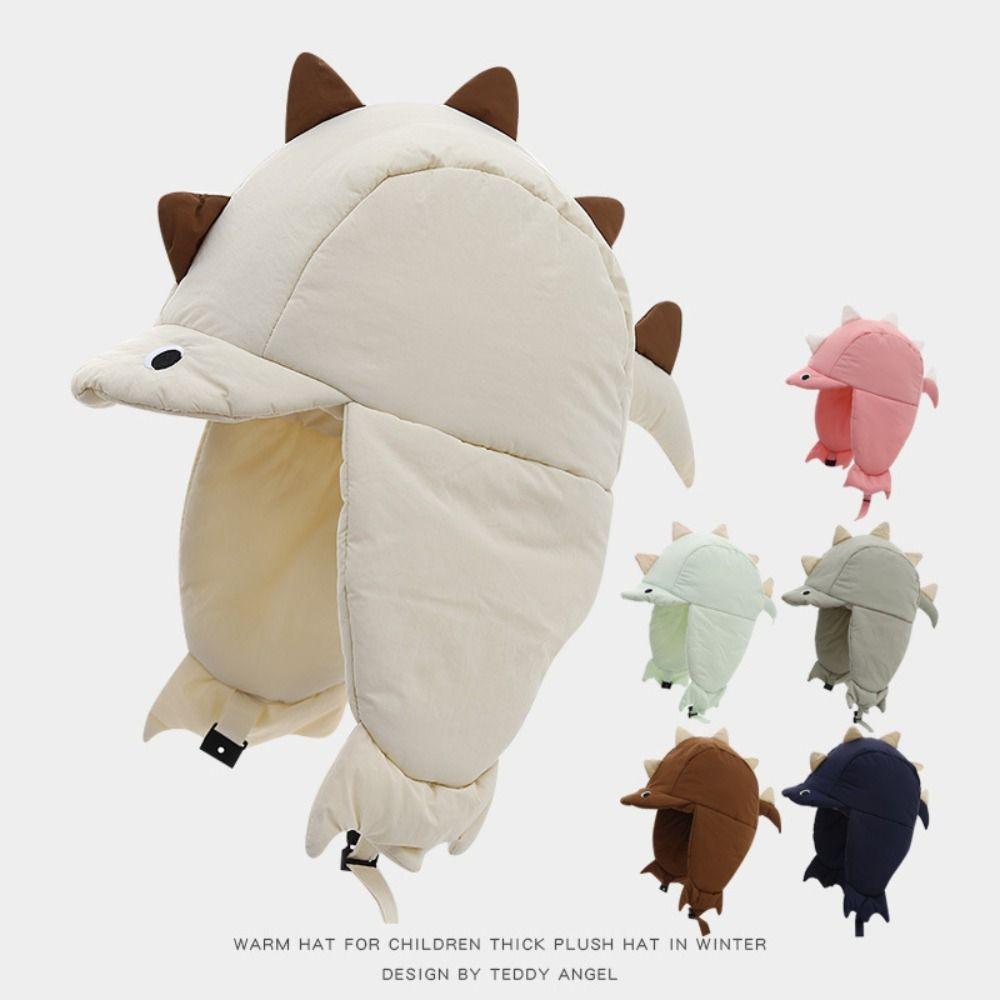 

Thickened Dinosaur Children Lei Feng Hat Windproof Kids Pilot Ear Protection Cap Boys рожевий