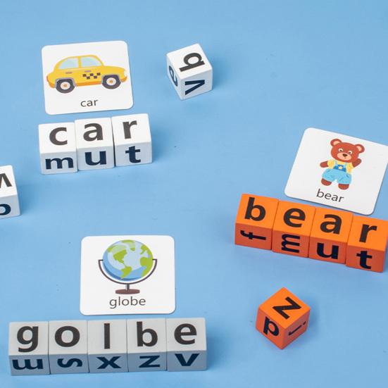 Yousheng Dice Word Game Logical Thinking Reaction Speed Hand-Eye Coordination Multiplayer Play with Buzzer 20 Letter Blocks 64 Word Cards Early Toy