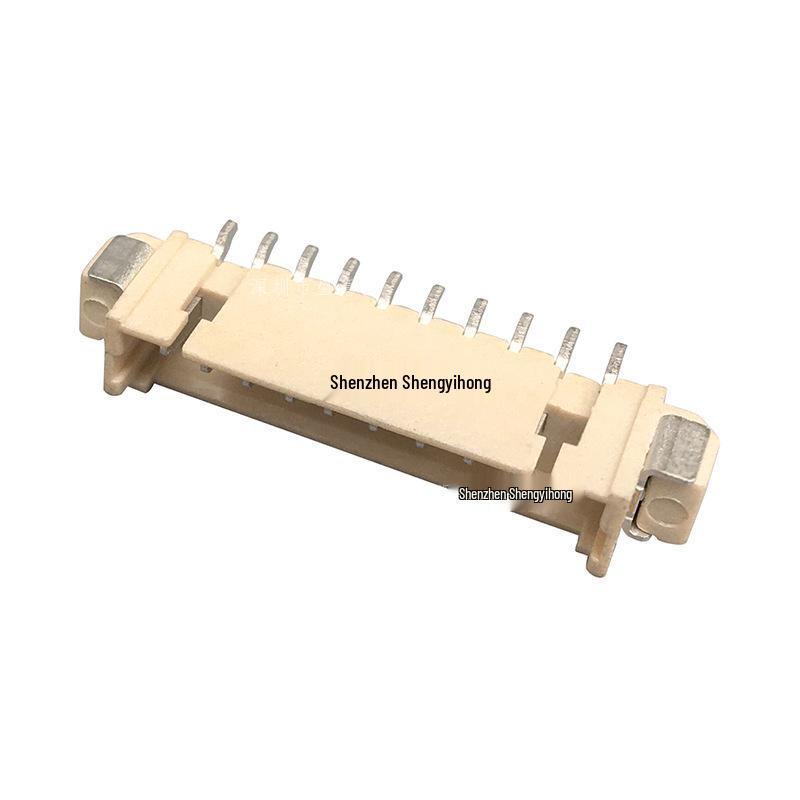 10-Pin 1.25mm Light Yellow SMT Wafer Connector with Copper Crimp Terminal; Horizontal and High-Temperature Resistant