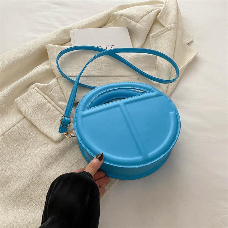 

Сумка Женская сумка-мессенджер 2025 Текстурированная универсальная сумка-мессенджер Премиальная плечевая круглая сумка синий