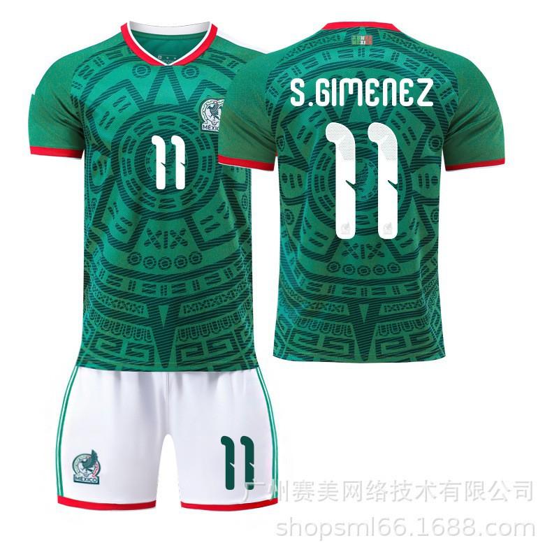 Weltmeisterschaft Mexiko Heim Nr. 9 Raul 11 Jimenez 14 Trikot-Set Kinder-Fußballuniform