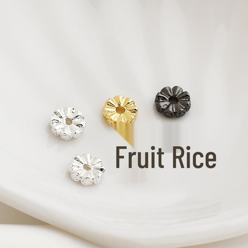 14K Gold-Plated DIY Bracelet Jewelry with Twisted Square Braided Spacers, Round Flower, and Gear Beads.