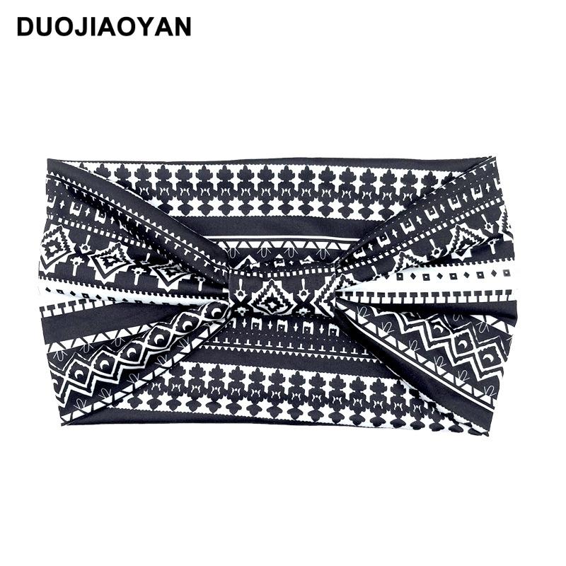 Knot Headband, Color Blocked Pattern Printed Sports Headband, Fashionable Polka Dot Wide Edge Elastic Headband