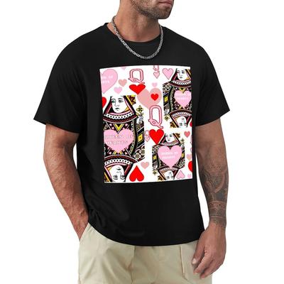 RED PINK QUEEN OF HEARTS CASINO ART TShirt Anime Tshirt Rapper Graphic Tees Plain Black T Shirts Men
