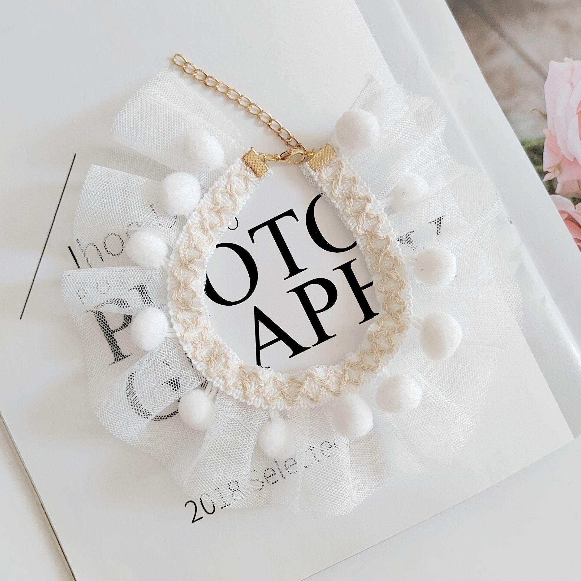 

Декоративный ошейник для кошки, Сетчатый шарф-ошейник для питомца, Кружевной шарф для маленькой собаки XL size 32-39cm