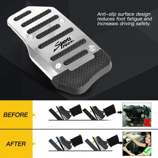 3x Silver Car Universal Non-Slip Manual Transmission Brake Foot Pedal Pad Cover
