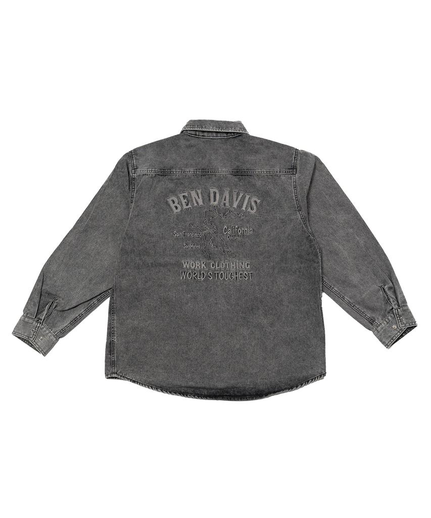 BEN DAVIS White Label Bleach Twill Shirt Charcoal