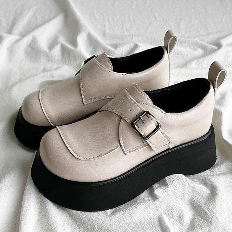 

Британский колледж стиль маленькие кожаные туфли JK форма одинарные туфли женские весенние новые маффины толстая подошва увеличенные 40 бежевый