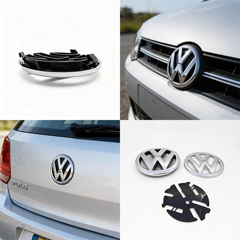 120mm 110mm 3D ABS Car Front Hood Emblem Rear Trunk Badge Sticker Accessories For Volkswagen Polo 2011-2013 6R0853600A 35D853630 CWS1