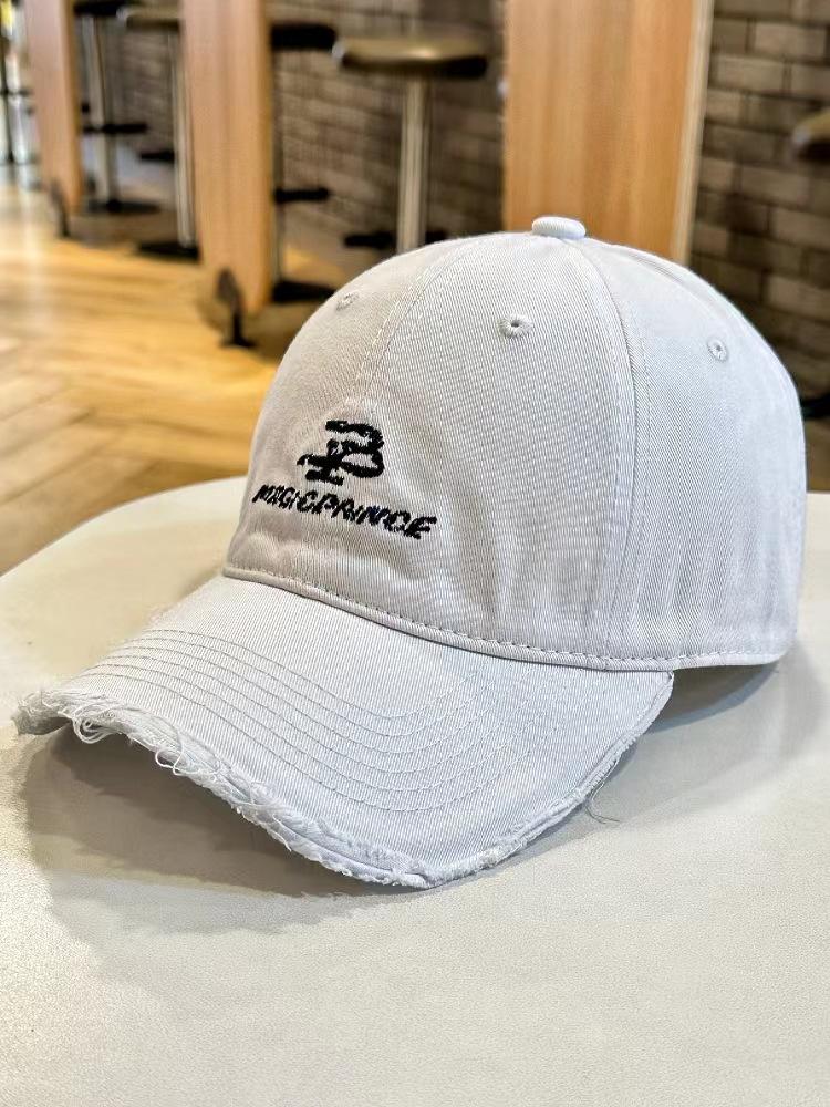 

Капелюх ретро старий рваний бейсболка жіночий літній Maillard сонцезахисний капелюх чоловічий трендовий бренд універсальний і для маленького обличчя Adjustable (54-59cm) білий