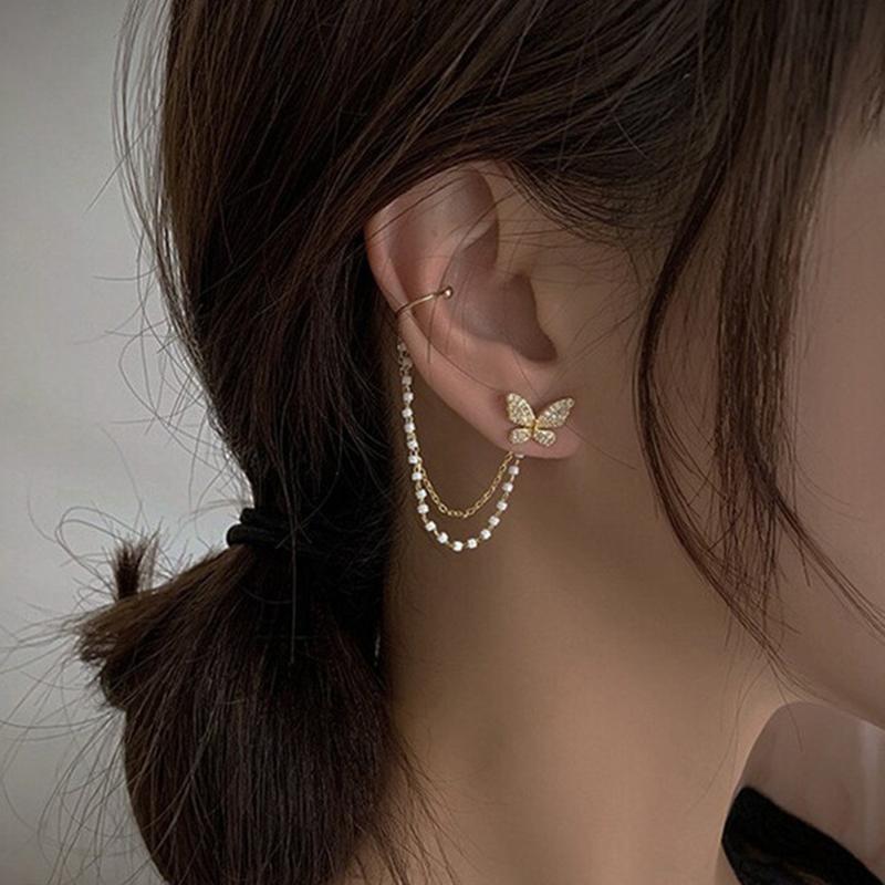 JWER Two Wear Way Bowknot Crystal Drop Earrings for Women Geometric Long Tassel Rhinestone Earrings Statement Jewelry