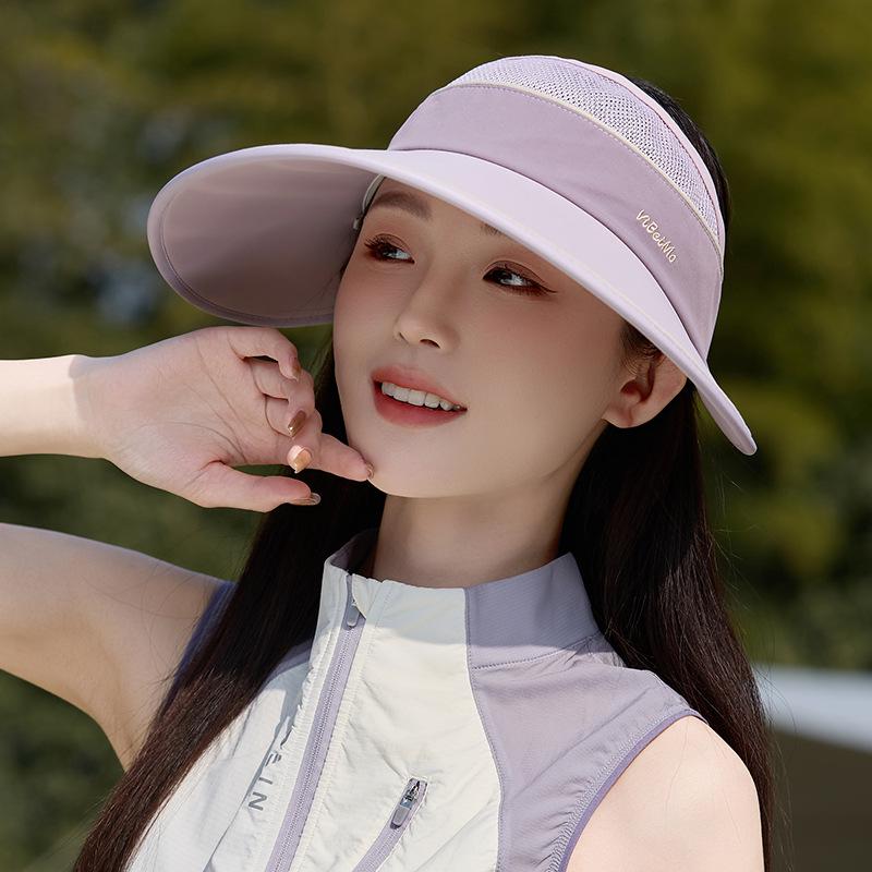 Women's Quick-Dry Ice Silk Sun Hat with Large Brim - Summer Open Top, Korean Style, for Large Head Circumference