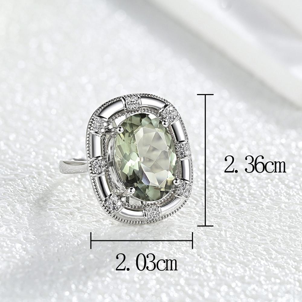 Bolaijewelry Luxusdesign Natürlicher grüner Amethyst Großer Edelstein Oval 12*16mm Ring 925 Sterlingsilber Wunderschöner feiner Schmuck