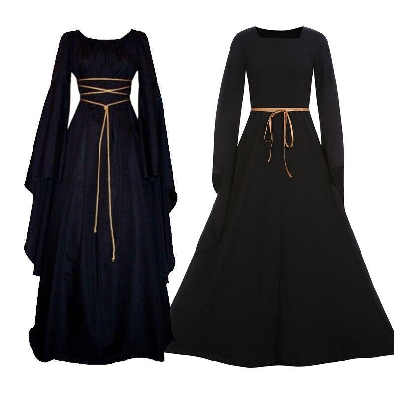 2022 New Medieval Witch Dress for Women Halloween Carnival Party Cosplay Performance Clothing Middle Ages Vampire Bride Costumes
