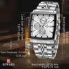 Fashion Square Quartz Watch Men's Luxury Steel Strip Business Date Chronograph Watches