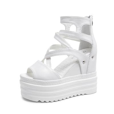 Sandali con tacco a zeppa super tacco alto 13CM plateau impermeabile suola spessa incrociati con bocca di pesce scarpe nuovo aumento altezza interna scarpe da donna estate