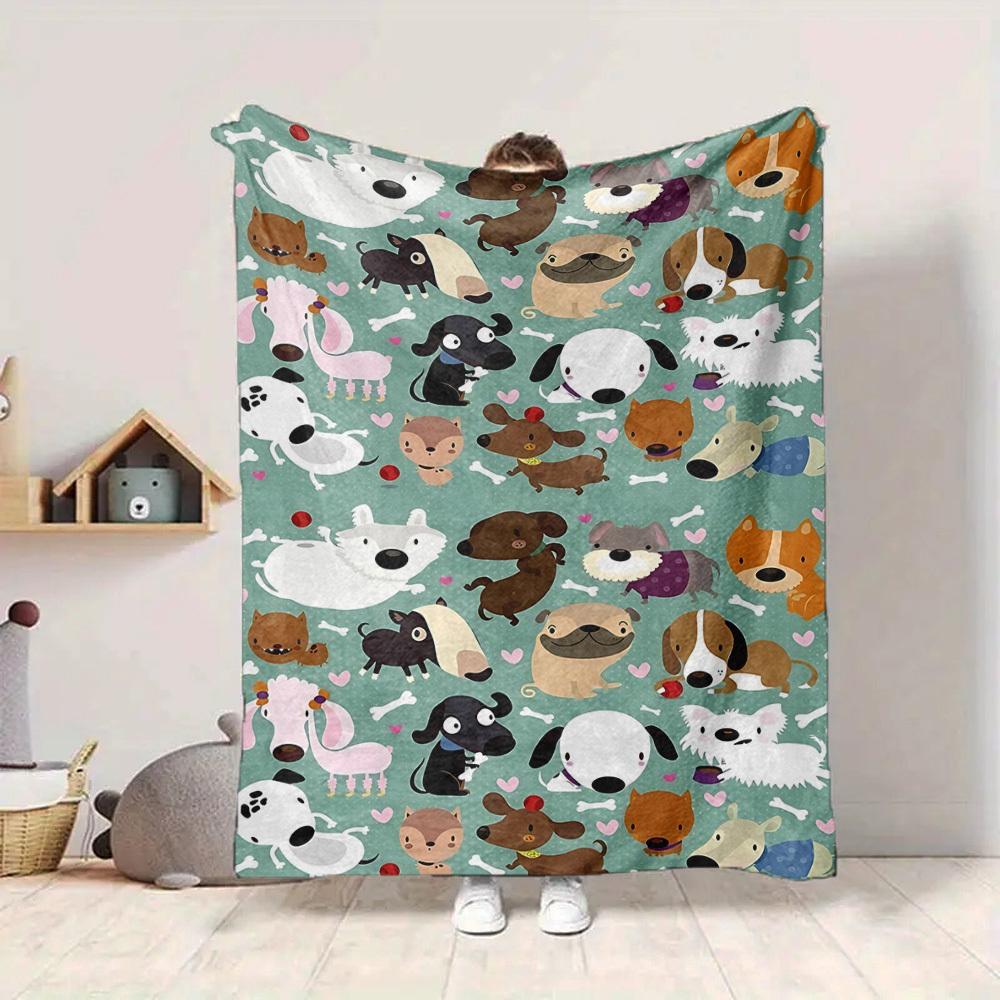1pc Dogs Bones Lightweight Flannel Blanket, Comfortable and Warm Blanket, for Office and Camping Sofa Bed, Livingroom202