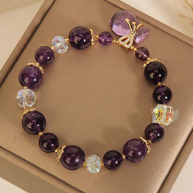 Women Amethyst Fortune Bag Bracelet, New Chinese Style Travel Gift