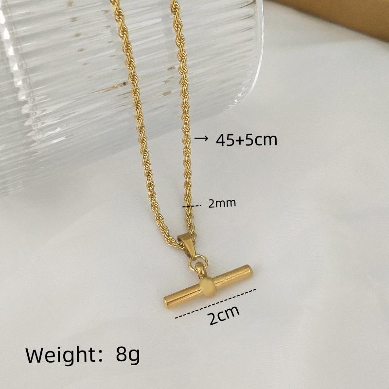 1pcs stylish simple t-shaped pendant titanium steel gold-plated personality light luxury collarbone chain necklace