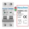 Heschen DC Miniature Circuit Breaker, HSB6C-DC, 2-Pole, DC500V 25A, for Solar Panel Controllers, 35mm DIN Rail Mounting, for PV Systems and Solar