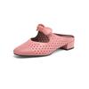 Fashion New Women's Summer Genuine Leather Cowhide Hollow Hole with Large Butterfly Bow Toe and M Ü Ller Slippers
