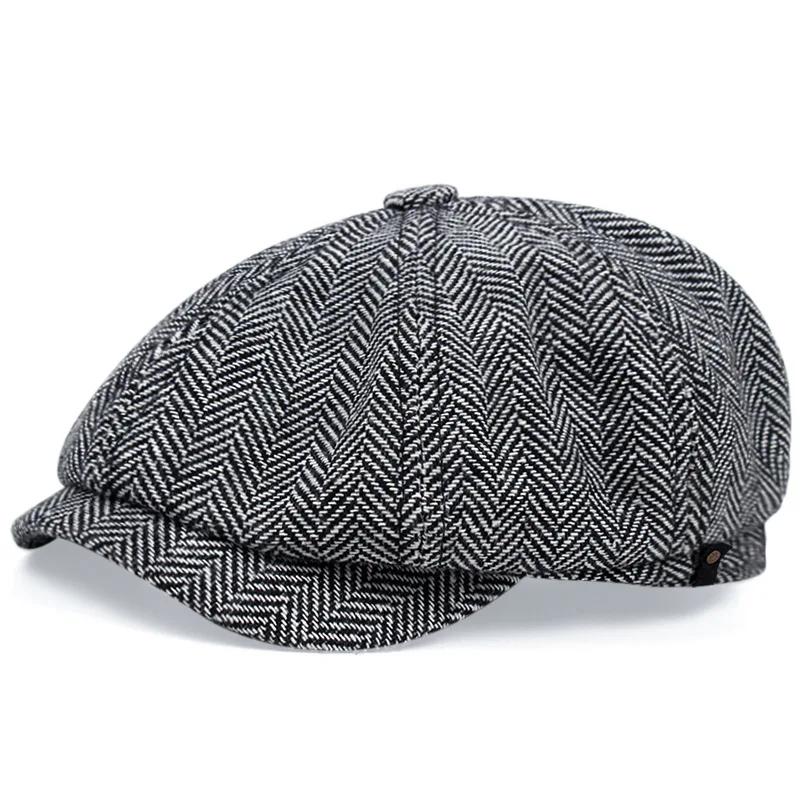 Springtime Retro British Style Newsboy Cap Men Vintage Brand New Octagonal Flat CapCotton Ascot Caps Khaki Male Spring Summer
