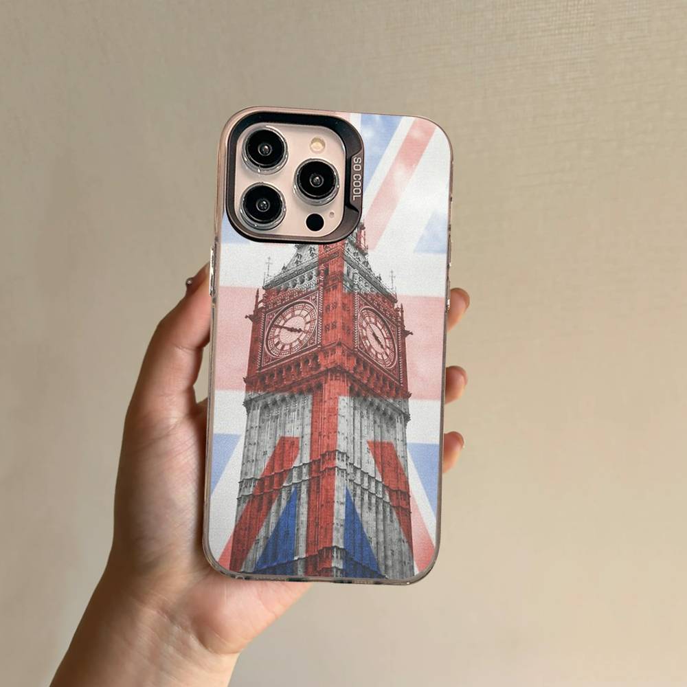 USA & UK Flaggen Hülle für iPhone 17Air 16 15 14 13 12 11 Pro Max X XS XR Plus Bunte Silberne Handyhülle