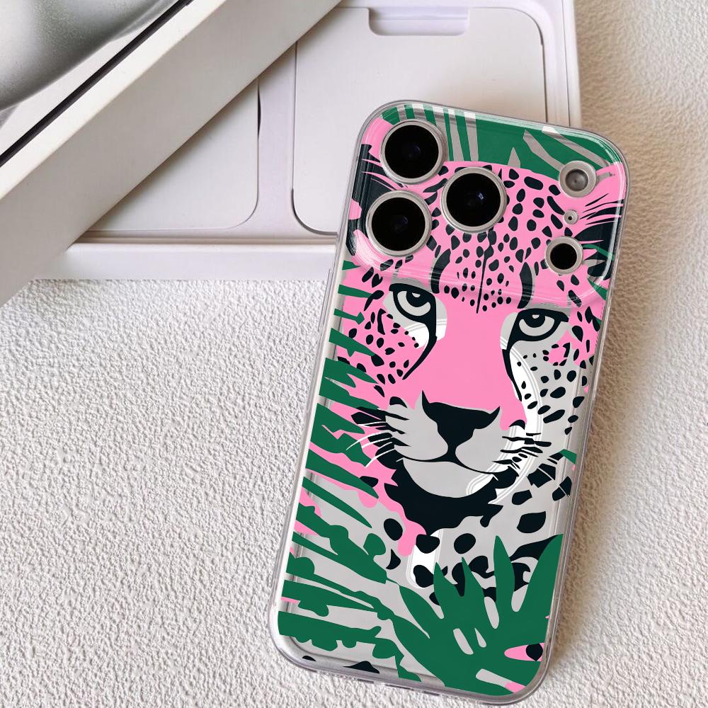

Abstract Leopard Phone Case For iPhone 17 16 15 14 13 12 Pro Max Plus With Magnetic Crystal Clear Case Wireless Charge iPhone 16 Pro