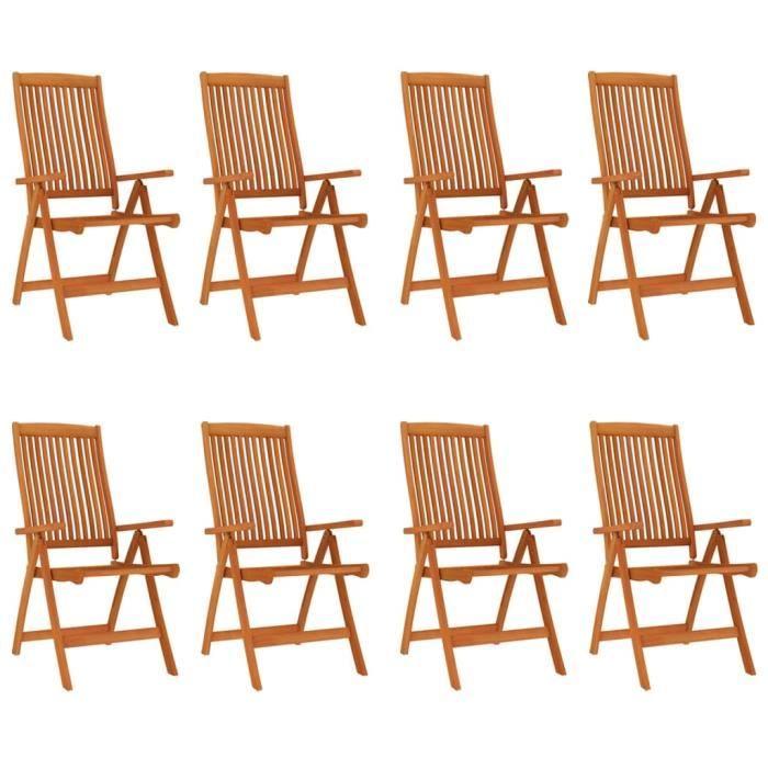VidaXL Folding Garden Chairs 8 Pcs Solid Eucalyptus Wood 3087346