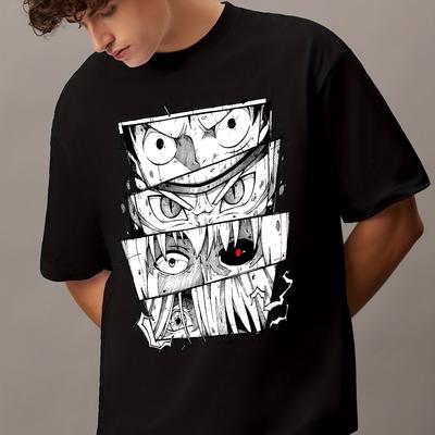 Japanischer Anime Luffy Sommer Harajuku Kurzarm Herren Damen Freizeit Sport Fitness Locker Bequem Oversize Kurzarm