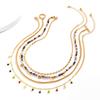 4Pcs/Set Boho Colorful Crystal Sequin Tassel Pendant Choker Necklace for Women Trendy Summer Vintage OT Buckle Chain Y2K Jewelry