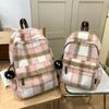 Vlněný kostkovaný studentský školní batoh s velkou kapacitou dámský batoh