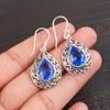 Natural Tanzanite Gemstone 925 Sterling Silver Jewelry Handmade Earrings 1.72" CE-4-6