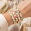 Elegant Open Cuff Bracelet Chinese Style Women's Floral Bracelet Enamel Flower Bangle  Bride