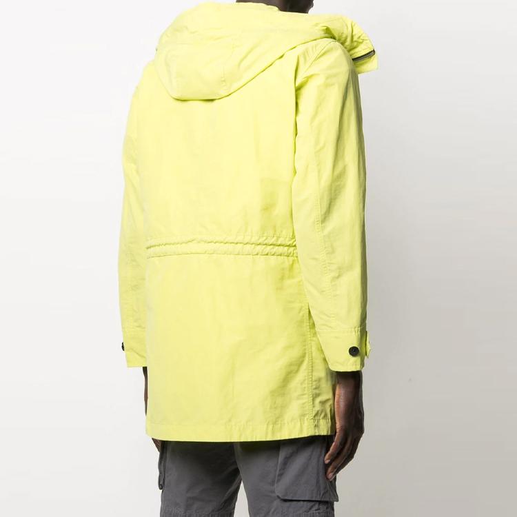 STONE ISLAND FW21 Logo Patch Hooded Long Sleeve Parka Men Outerwear Yellow 741570222-V0051