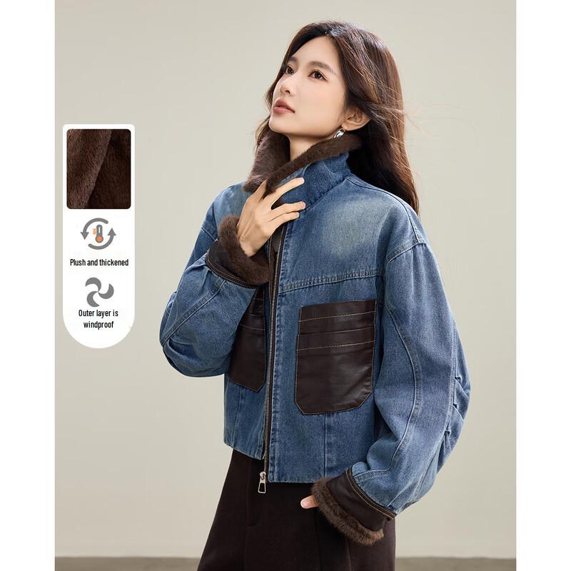 

Женская зимняя джинсовая куртка на флисовой подкладке M